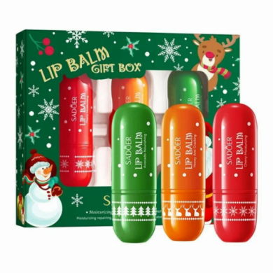 Мини-набор бальзамов для губ Sadoer MERRY CHRYSTMAS Lip balm gift box